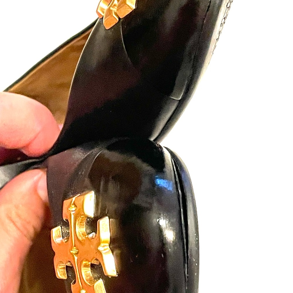TORY BURCH Everly Cap Toe Ballet Flats 8 Leather Black - Picture 10 of 10